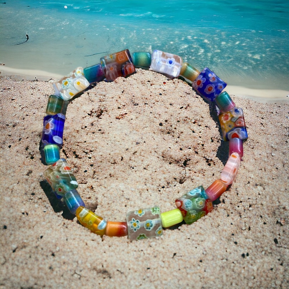 Small Millifiori square, Italian glass mean bracelet
